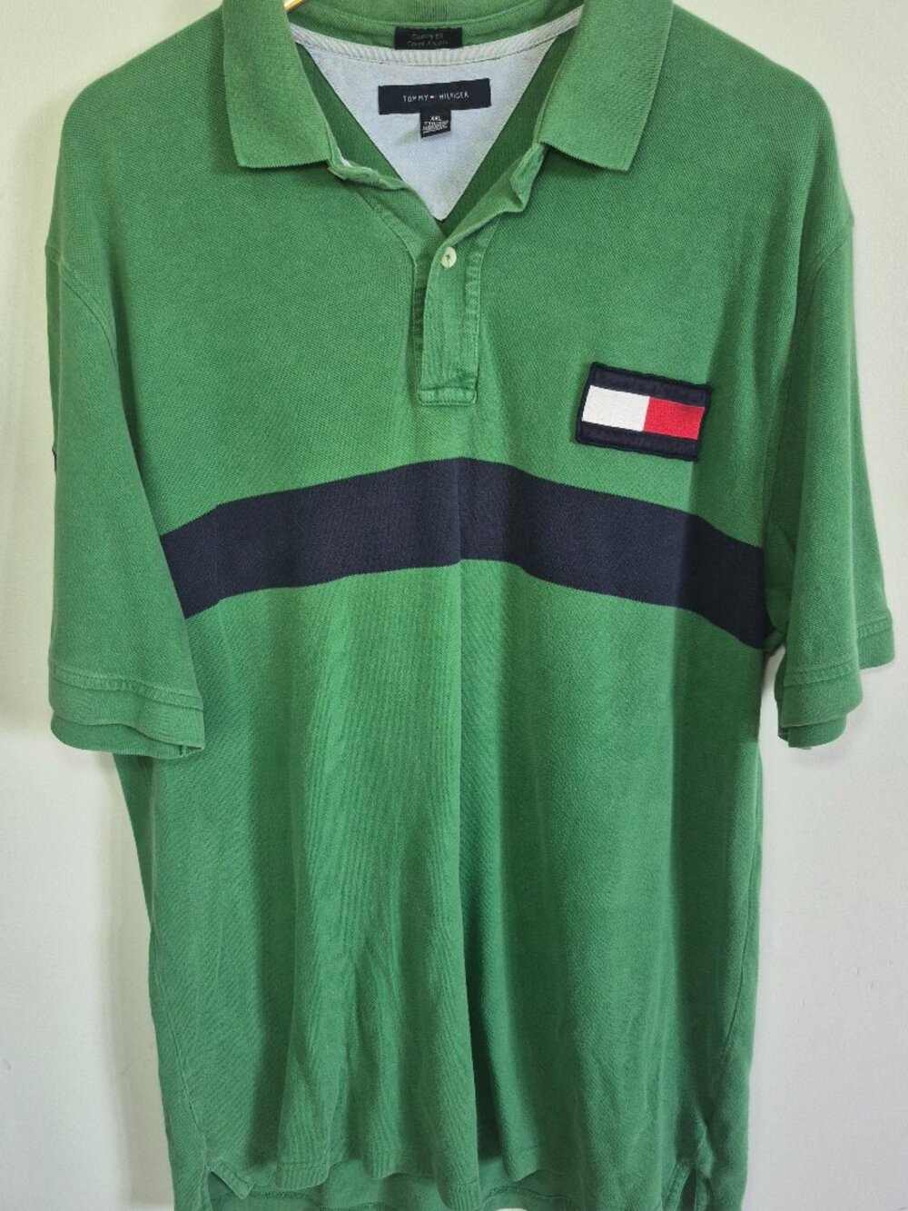 Tommy Hilfiger XXL Green & Navy Color block Flag Polo